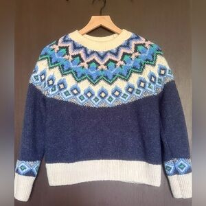 Old Navy Multicolor Patterned Crew Neck Sweater